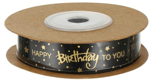 EXCEART Satinband Grün Happy Birthday Geschenkband Happy Birthday Bedrucktes Satinband Dekoband Verpackung für Geburtstag Blumenstrauß DIY 1. 5cm Schwarz Geschenkband 60. Geburtstag