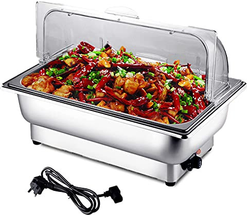 DBMGB Chafing Dish Acero Inoxidable Servidor de Buffet, Eléctrica Calentador De BuffetAlimentos Calientes, 9l Temperatura Ajustable