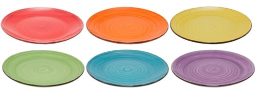 Lot de 6 assiettes en céramique émaillée en spirale 26,5 cm