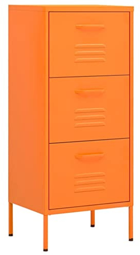 vidaXL Lagerschrank Sideboard Kommode Anrichte Stahlschrank Schrank Beistellschrank Mehrzweckschrank Bücherschrank Standschrank Orange 42,5x35x101,5cm Stahl