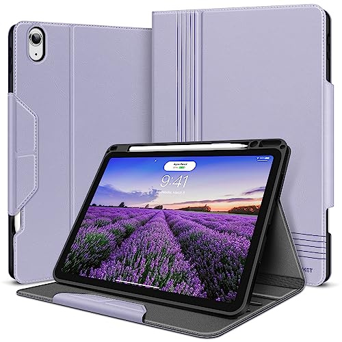 HOLIMET Hülle for iPad Air 6 2024 11 Zoll mit Stifthalter, Air 5/4 Hülle (2022/2020) 10,9 Zoll PU Leder Schutzhülle TPU-Rücken Stoßfest, Folio Cover Auto Schlafen/Wachen, Multi-Winkel Ständer, Lila