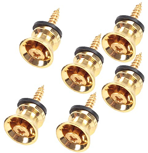 HREDZEO Gitarrengurt Schloss,Gitarrengurtschlösser 6 PCS Gitarrengurtknöpfe Metall-Gurtschlösser Anti-Stripping Gitarrengurt Knöpfe mit Befestigungsschrauben für den Ersatz von E-Akustikgitarren
