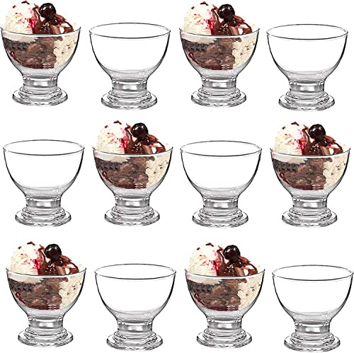 Housetronics Wish Click Done Glass Dessert Bowls Sundae Ice Cream Set of 12 Piece Short Stemmed Prawn Cocktail Glasses Appetiser Fruit Salads Pudding Dishes Footed Dessert Sundae Cocktail Bowls