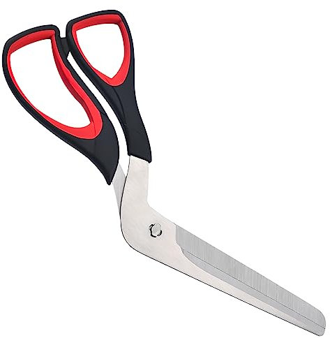 Pizzaschere, punwey Pizzaschere und Pizzaschneider mit Scharfer Edelstahlklinge, Pizzaschneider, Multifunktionale Küchenschere, Pizza Tools 27 cm, schwarz/rot