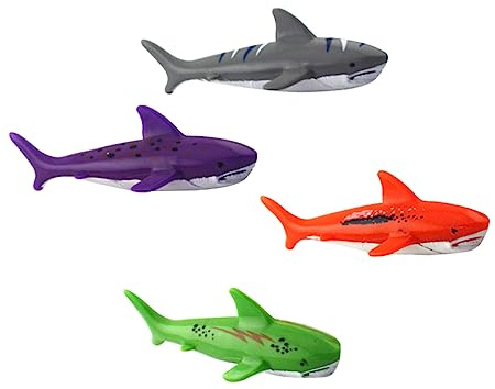 BESPORTBLE Lot de 4 Jouets de Plongée en Plastique Forme de Requin pour Entraînement de Natation Design Hydrodynamique, pour Piscine et Jeux Aquatiques
