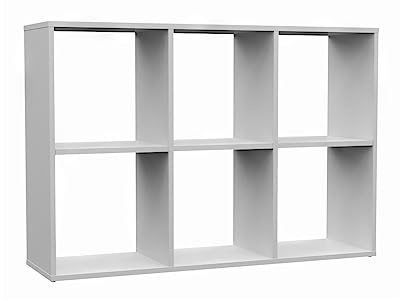 VBChome Standregal 110 x 75 x 30 cm Weiß Büroregal mit 6 Fächern Bücherregal Bücherschrank Holzwerkstoff Mehrzweckschrank für Flur Schlafzimmer Wohnzimmer Kinderzimmer Weiß 2x3
