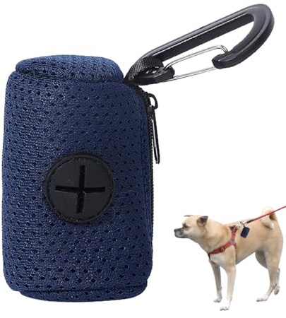 Distributeur de sacs à crottes - Support de sac pour chien avec fixation de laisse en tissu maillé avec fermeture éclair | Fournitures suspendues pour animaux de compagnie, distributeur de sacs Kshsaa
