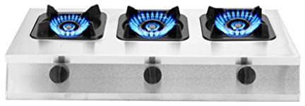 Cuisinière à gaz commerciale 4 brûleurs LPG/NG double combustible – Acier inoxydable encastrable avec boutons droits – Allumage électronique pulsé – Convient pour un usage domestique et professionnel