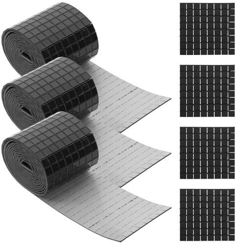 jojofuny 12 Rollen Selbstklebende Mosaikaufkleber, Diy Mosaik Bastelmaterial, Schwarz, 4x50cm, 5x5mm, FüR Wand- Und Innendekoration
