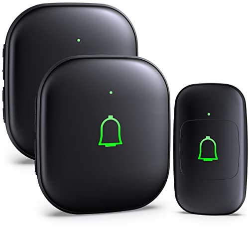Doorkit Wireless Doorbell with 2 Receivers IP66 Waterproof 1000 Feet with 32 Chimes 115dB 7 Volume Levels Mute Mode & LED Flash Doorbell Ringer Wireless for Kids Room Teachers Classroom Home Office