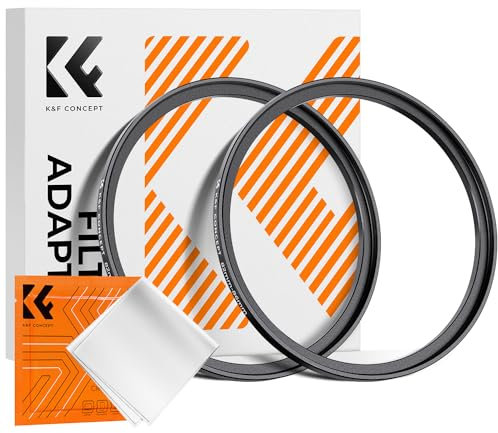K&F Concept 2 pcs Filtro Anillos 49-52mm,Anillo Adaptador de Filtro Step-UP de Objetivo con Un Paño de Limpieza