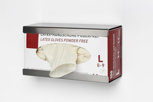 PROREGAL Halterung für Handschuhe/Handtuchboxen 1-Fach offen | Wandhalterung | HxBxT 13,3x25x7,8cm | Edelstahl | Silber | Spender Handschuhspender
