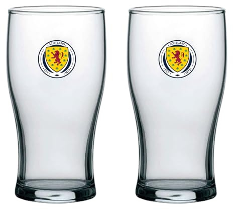 Scottish FA Scotland Pint Glass Tulip 2 Pack Etched Crest Official SFA Football Gift