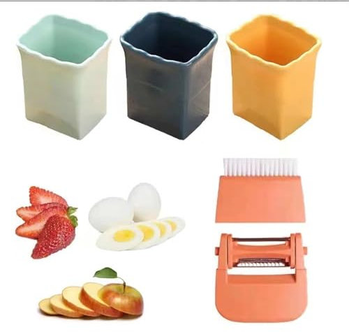 2pcs Stainless Steel Fruit and Vegetable Cup Slicer - Handheld Egg Strawberry Banana Cutter for Making Quick Salads