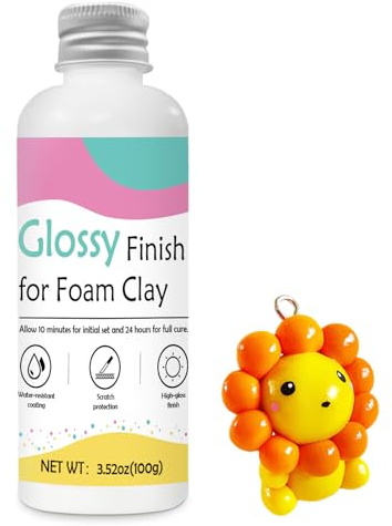 LAMXIN 100ml Foam Clay Glasur, Air Dry Clay Glossy Glasur für Foam Clay, Soft Clay Glasur Zum Erstellen von wasserdichtem Schaumton von zu Hause, farbloser kratzfester Lack