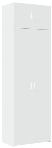 Willood Hochschrank Weiß 70x42,5x225 cm Holzwerkstoff Geeignet für Küche, Wohnzimmer, Schränke 70cm breit - sechs Fächer