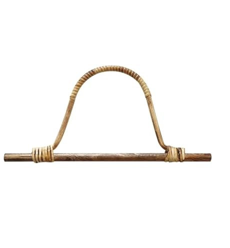 LHSJYG Manici Bamboo per Borse 2 Pezzi Manici in bambù a Forma di D con Rattan for Borsa a Mano Gancio Tipo Forma Manico retrò Fai da Te Accessori for Borsa Tote(Color-B)