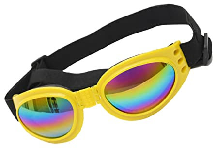 BESPORTBLE 1stück Hundesonnenbrille Uv-Schutz Sonnenbrille Für Haustiere Mit Verstellbarem Riemen Gelb Faltbare Hundebrille Für Optimalen Augenschutz Und Stylisches Aussehen