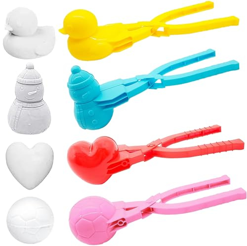 LUYANFX Lot de 4 Pince à Boule de Neige, Clip de Boule de Neige, Jouet de Boules de Neige d'hiver, pour Jouer en Plein Air et Neige Jeux Sable Exterieur Jouets pour Les Enfants, Couleur aléatoire (A)