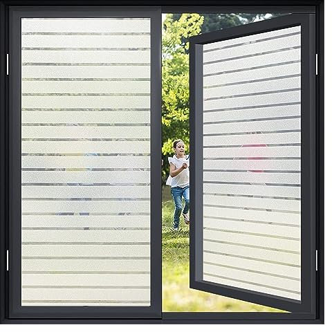 Fensterfolie Selbsthaftend Fenster-Sichtschutzfolie, Milchglas, Sonnenschutz, Abdeckungen, Nicht klebende Jalousien, haftende Badezimmer-Dekoration Fensterfolie Blickdicht Selbsthaftend(30x200 cm)
