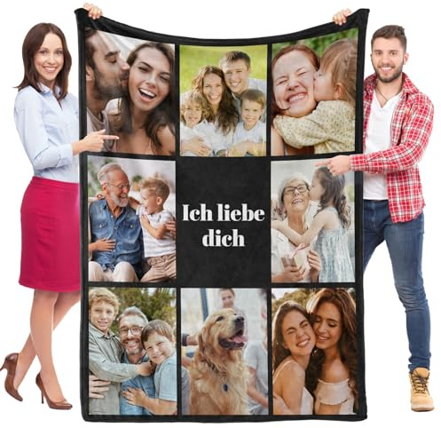 Jkolalin Personalisierte Decke mit Foto, Personalisierte Decken, Personalisierte Kuscheldecke, Personalisierte Foto Decke, Personalisierte Frauen Männer Mama Papa Oma Opa Kinder Familie