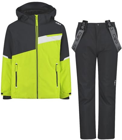 CMP Jungen Skiset Skihose Skijacke Kid Set Jacket and Pant, Farbe:Gelb, Größe:116, Artikel:-E112 Acid/Anthracite