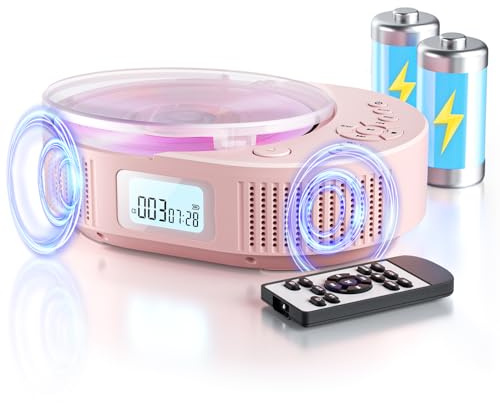 Lettore CD portatile per bambini piccolo con Bluetooth discman Altoparlante per bambini Radio Boombox lettore CD per auto/casa con telecomando, radio FM, supporta AUX/USB
