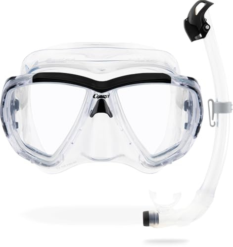 CRESSI Combo Big Eyes och Tuba Innovative Seal Dry kombinationsset, perfekt för dykning och snorkling unisex-vuxen, transparent/svart, unik