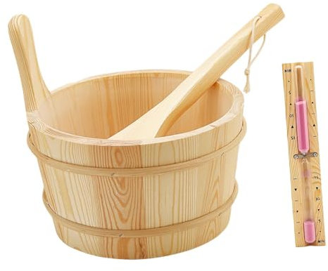 KESOTO Saunaeimer Und Kelle, 4 Liter, Holz, Zubehör für Sauna Und Bad