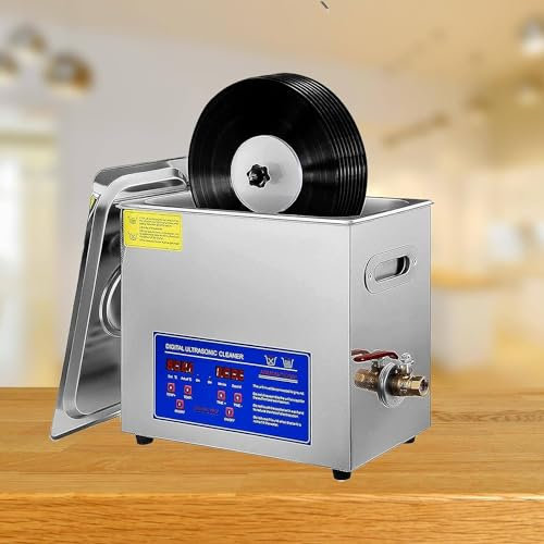 Kommerzieller Ultraschallreiniger,6L Edelstahl-Schallplattenreiniger, tragbarer Ultraschallreiniger mit digitaler Steuerung, 40 kHz, 180 W, für Schallplatten, Schmuck, Uhren