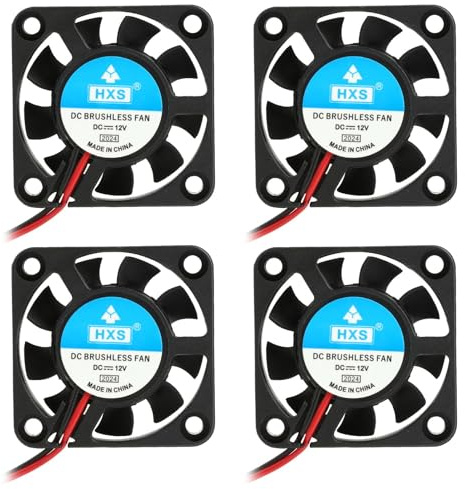 4er Pack 12V 40mm Lüfter Leise - DC Axiallüfter 40x40x10mm (4010) mit 15cm Kabel - Für PC, 3D Drucker, NAS, DVR & Kleingeräte - 0.08A Niedrigstrom Kühlventilatoren
