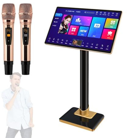 Máquina Karaoke Portátil, S istema Karaoke Profesional De 21,5 Pulgadas Con 2 Micrófonos Inalámbricos, Pantalla Táctil, Función Amplificador Potencia, Control Mediante Aplicación Móvil,6T
