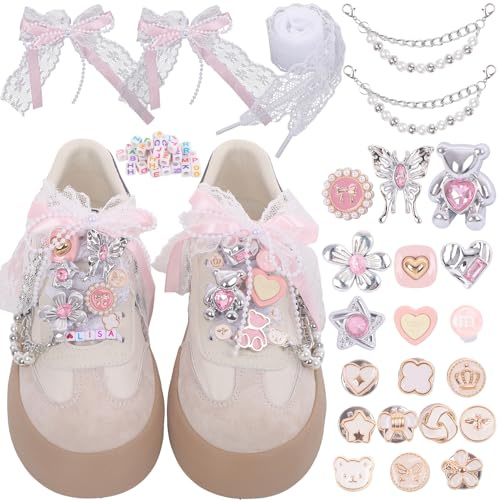 foci cozi 70PCS Shoe Lace Charms for Sneakers Women,Gold Bling Shoe Charms Pins Accessories