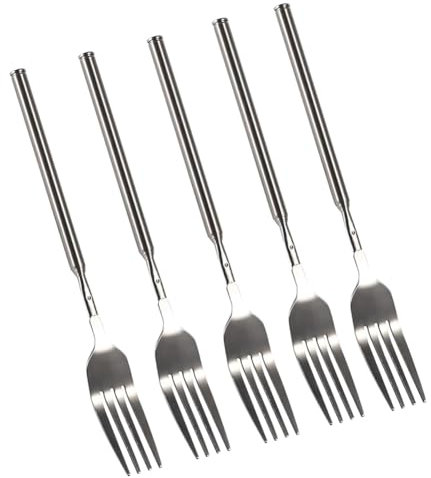 Bnnlqpsttg Tenedores Extensibles,Tenedores Telescópicos para Barbacoa de Acero Inoxidable 8,7 a 25,4 Pulgadas Tenedor de postre de mango largo Tenedores de cubiertos de postre de frutas