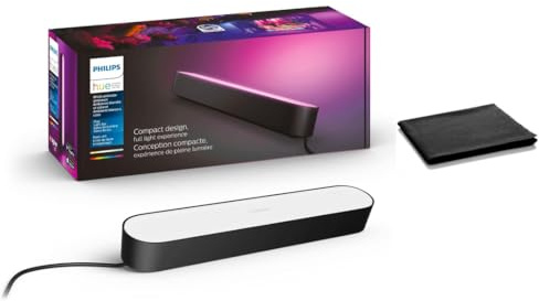 Philips Hue White & Color Ambiance Play Light Bar Single Pack, Smart LED Light, Works with Alexa Google Assistant, 16 Million Colors, Hue Bridge Required, Sync TV Movies Music Games, W/Cleaning Cloth