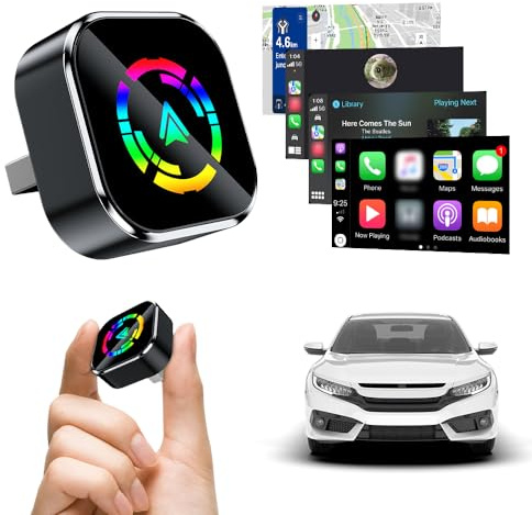 Adattatore wireless CarPlay aggiornato 2025, mini adattatore wireless USB per iPhone, Android Apple, 2 in 1, plug and play, Bluetooth, Carplay (nero-1)