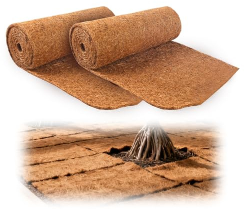 GOEDCH 30 cm x 100 cm Rouleau de doublure en coco : 2 tapis marron 100 % coco biologique, insert en fibre de coco 100 % naturelle, paillis Coco Liner pour plantes, protection hivernale pour plantes