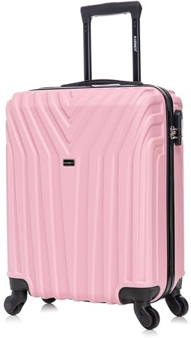 R.Leone Valigia 55x40x23 cm Trolley Bagaglio a Mano 4 Ruota in ABS Wizz, ITA Airways,EasyJet 9002 (Rosa Pastello, S Bagaglio a mano)