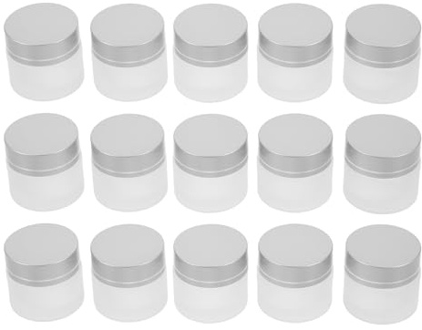 PRETYZOOM 15 Pots en Verre Dépoli 10 G avec Couvercles à Vis Mini Contenants Rechargeables pour Crème Hydratante à Lèvres et Soins Peau Format Voyage pour Échantillons Cosmétiques