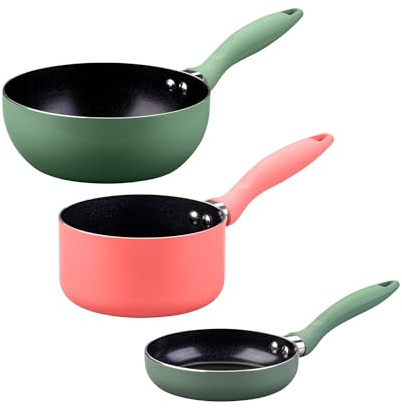 Fackelmann Mini Cook Set de Utensilios de Cocina Infantiles, incluye Mini Wok, Mini Cazo y Mini Sartén 12 cm