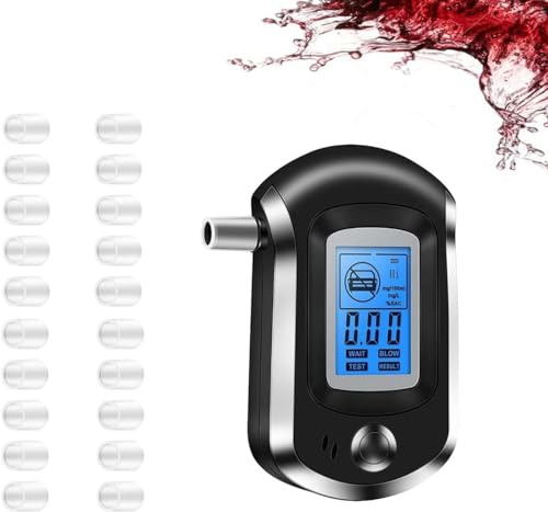 ponizno Breathalyzer & Alcohol Tester with 20 Mouthpieces, Alcohol Breathalyzer LCD Display Digital Fast, High Accuracy Alcohol Detector