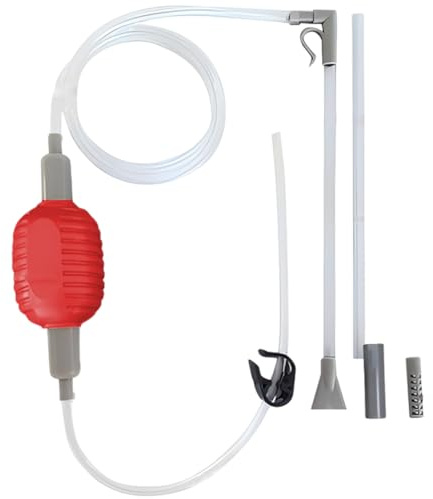PBAHAUP Sifón Limpiador para Acuario, Aquarium Reiniger Manual para Cambios de Agua Rápidos y Limpieza de Grava, Fondo y Sustrato en Peceras, Rojo