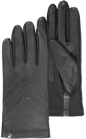Isotoner Gants Cuir Doublés Soie Tactiles Pour Smartphones 85125 - Noir - Taille unique