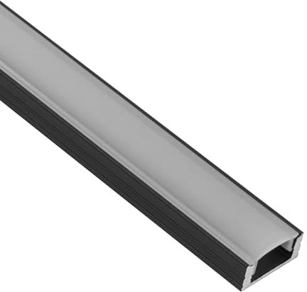 LED Aluprofil A17 schwarz Aufputzprofil + Abdeckung opal für LED-Streifen-Strip 2m