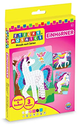 Sticky Mosaics ORB Reise TravelPack Einhorn Kreativ Bastelset ab 4 Jahre | 512 selbstklebende Moosgummi- und Glitzerplättchen. Beschäftigung Ideal für Reisen, Ausflüge und kreative Bastelpausen