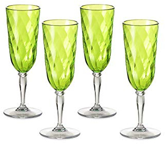 Omada Design Set de 4 copas de champán de plástico, 17,5 cl, ideal para aperitivos o tostadas, apto para lavavajillas, efecto diamante, Línea Diamond