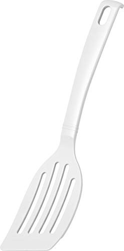 FACKELMANN Schlitzwender ranurada Blanca, utensilio de Cocina de plástico, espátula para ollas y sartenes revestidas (Color, cantidad: 1 Pieza