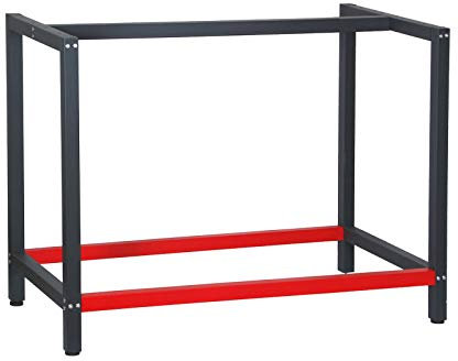 Wiltec Telaio per banco da lavoro in acciaio antracite-rosso, gambe per banco da lavoro, telaio per tavolo 100 x 57 x 81 cm