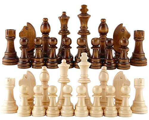 Holz Schachspiel für Erwachsene Ohne Brett 32 Stücke Tragbares Schachfiguren Brettspiel Set Ohne Schachbrett Reiseschach Chess Set für Kinder ab 3 Jahre Anfänger Erwachsene Party Reisen Schach