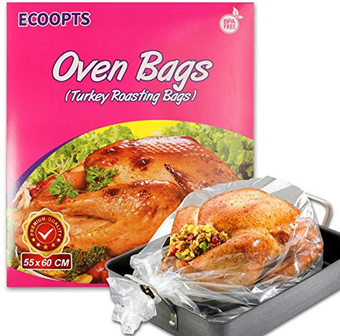 ECOOPTS Oven Bags Large Turkey Size Oven Cooking Roasting Bags for Turkey Chicken Meat Ham Seafood Vegetable (21.6×23.6 in/Bag) (550 x 600mm)